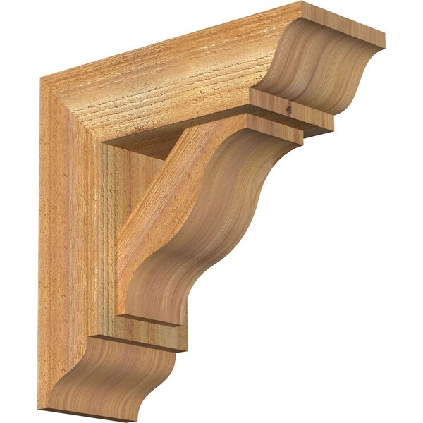 Ekena Millwork Funston Traditional Rough Sawn Bracket w/ Offset Brace, Western Red Cedar, 6"W x 16"D x 16"H BKT0604X16X16FST01RWR - main